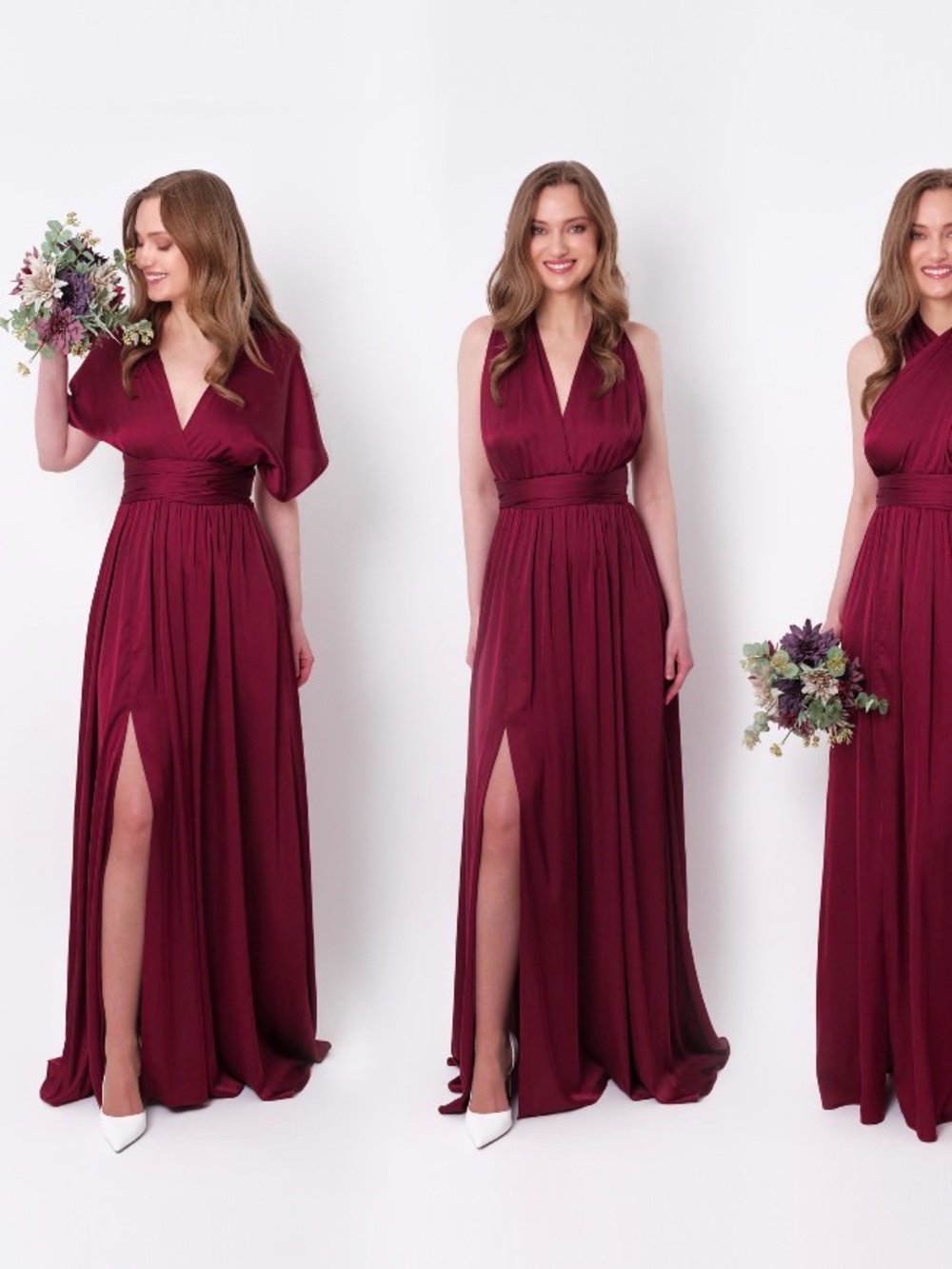 Lioness Red Halter Multiway Wrap Maxi Dress Cross Front High Slit Formal Gown XS